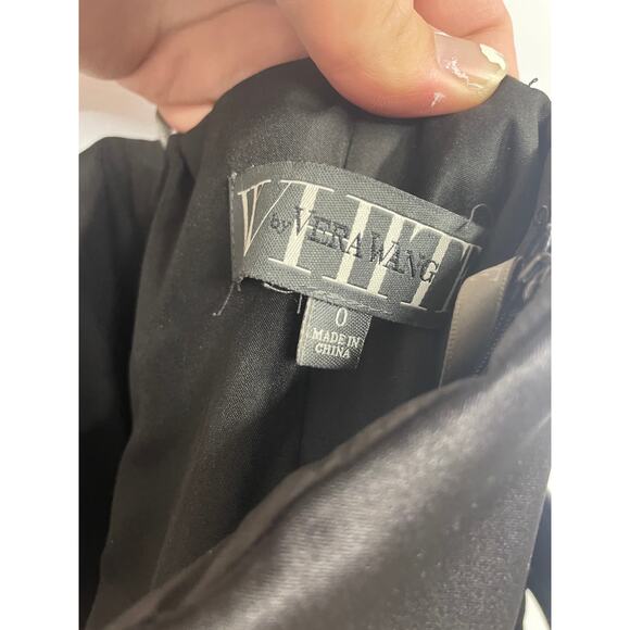 NWT White by Vera Wang SZ 0 Black Strapless Peplum Full Length Formal Gown NEW - Picture 7 of 15